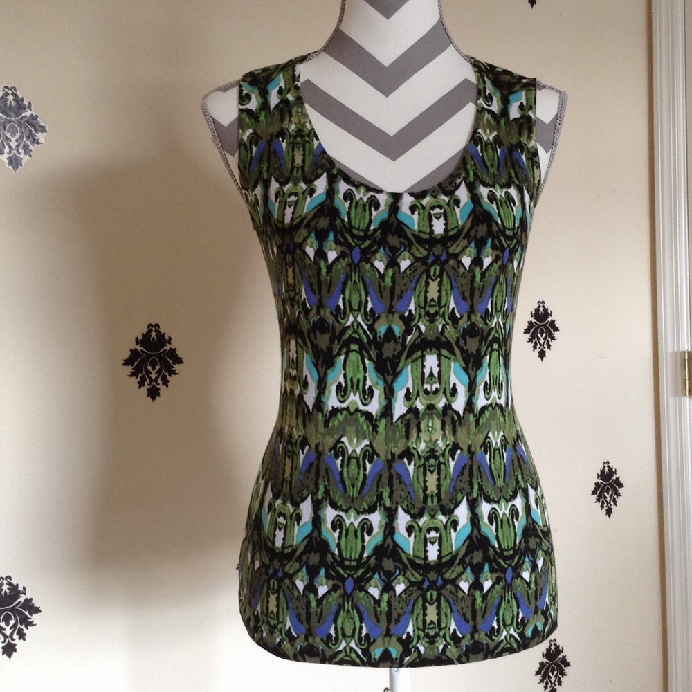 Jones New York Pattern Sleeveless Stretchy Blouse